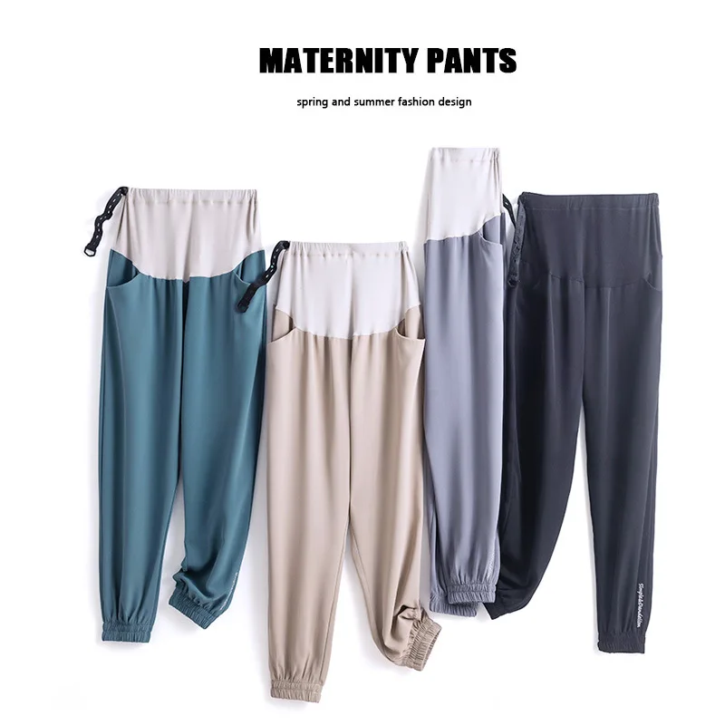 

Одежда для беременных повседневные штаны для беременных тонкие весенне-летние новые свободные брюки для беременных поддерживающие живот б...