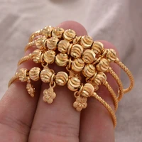 4pcslot dubai bangles for babykids gold color ethiopian exquisite braceletbangle trendy african arab bells bead jewelry gifts