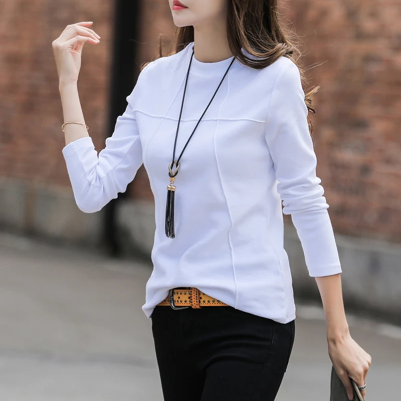 Женские зимние рубашки с высоким воротником Осенний женский топ тонкая