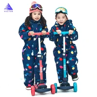 vector warm kids ski hooded suit snowboard overall synthetic snow winter outdoor waterproof windproof boy girls skiing clothes