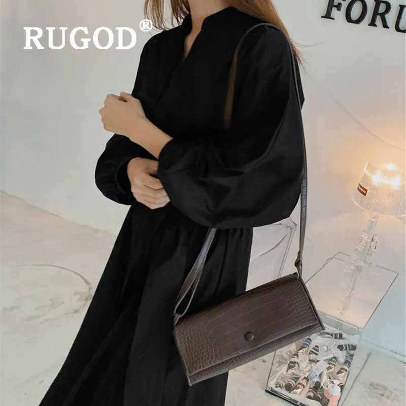 Женское платье с длинным рукавом RUGOD корейское макси со шнуровкой и