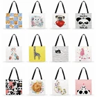 Складная сумка-тоут с принтом в виде панды, женская сумка на плечо, Женская Повседневная сумка, уличные пляжные сумки, женские сумки