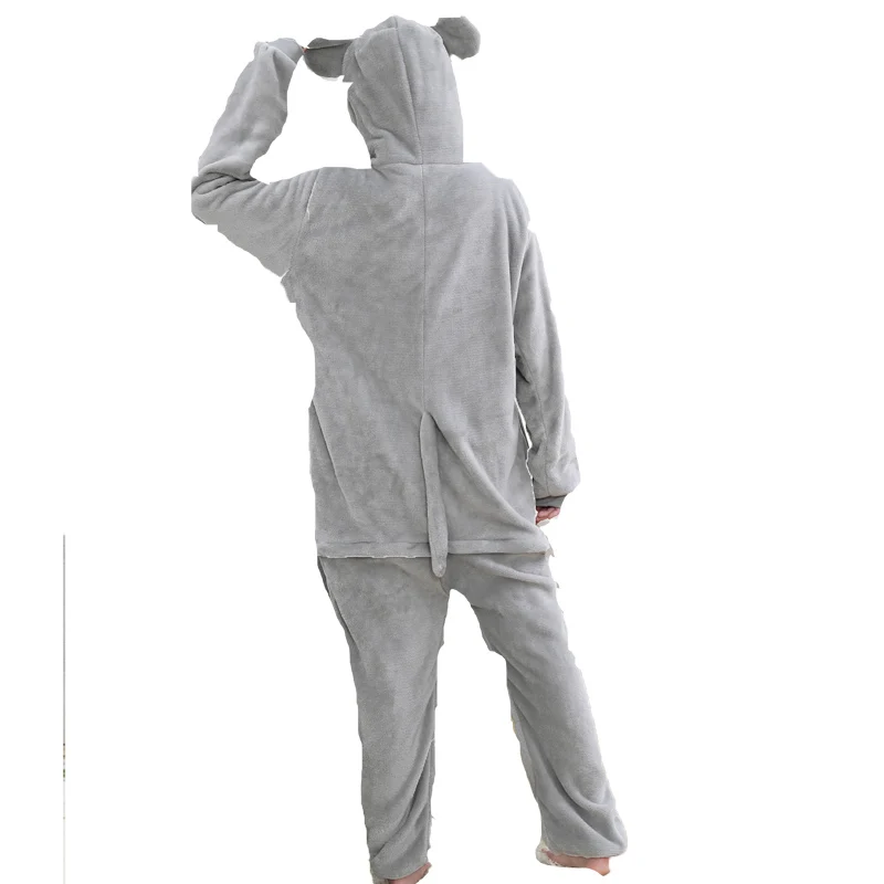 Серая мышь кигуруми Onesie животных взрослых фланелевые женские пижамы Вечерние