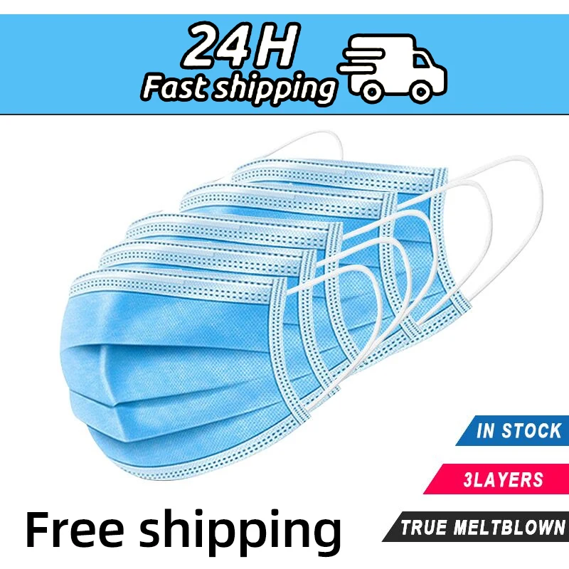 Face Mask Fast 24 Hours Delivery 3-layers Protection Mouth Masks Disposable Non Woven Anti-Dust Meltblown Cloth | Красота и здоровье