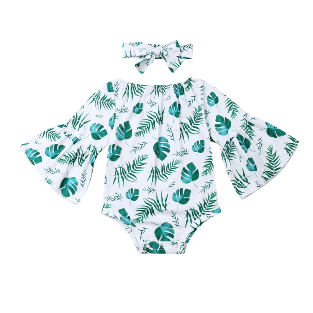 Боди с длинными рукавами и цветочным принтом для маленьких девочек на весну