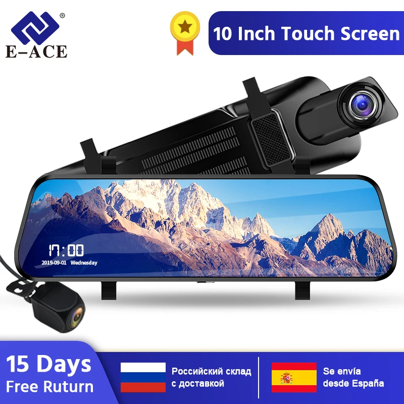 E ACE Автомобильный видеорегистратор ADAS 4G 10 &quotips зеркало Full HD 1920x1080 двойной
