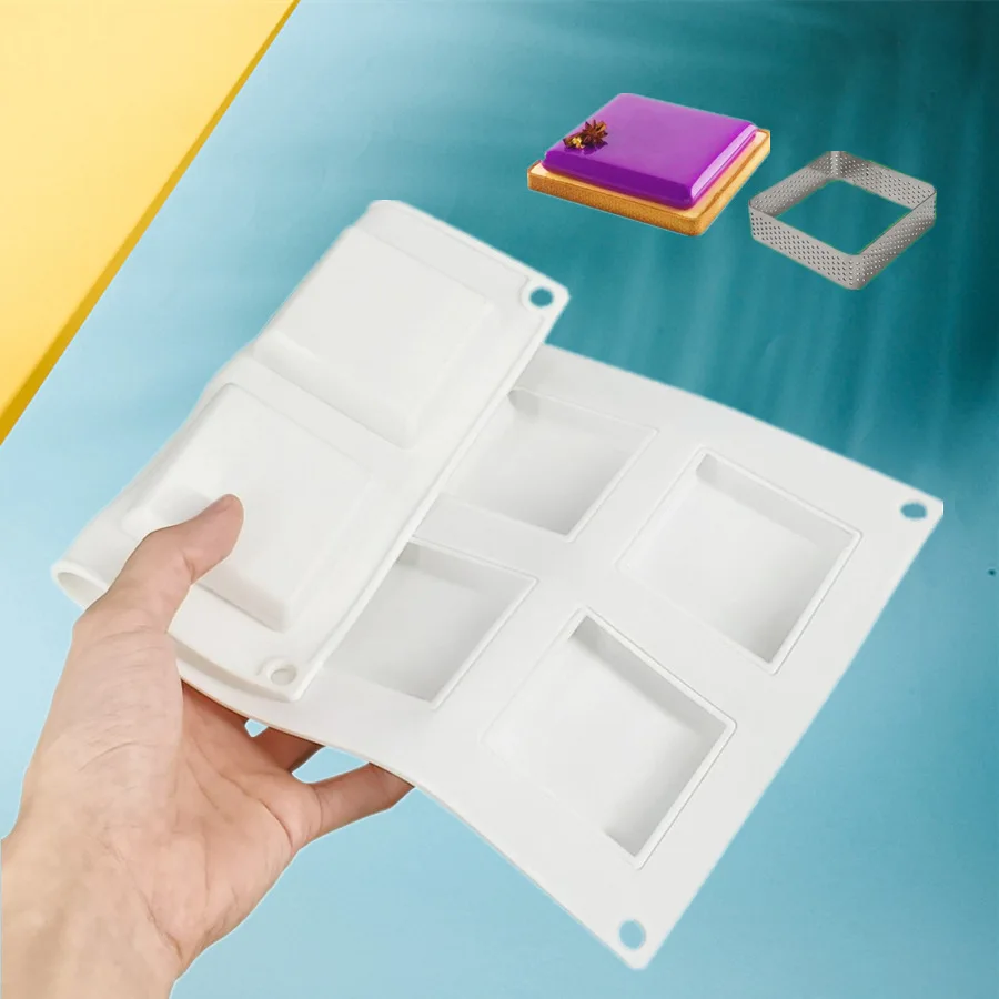 8 отверстия силиконовой формы комплект Тарт кольцо квадратного для торта