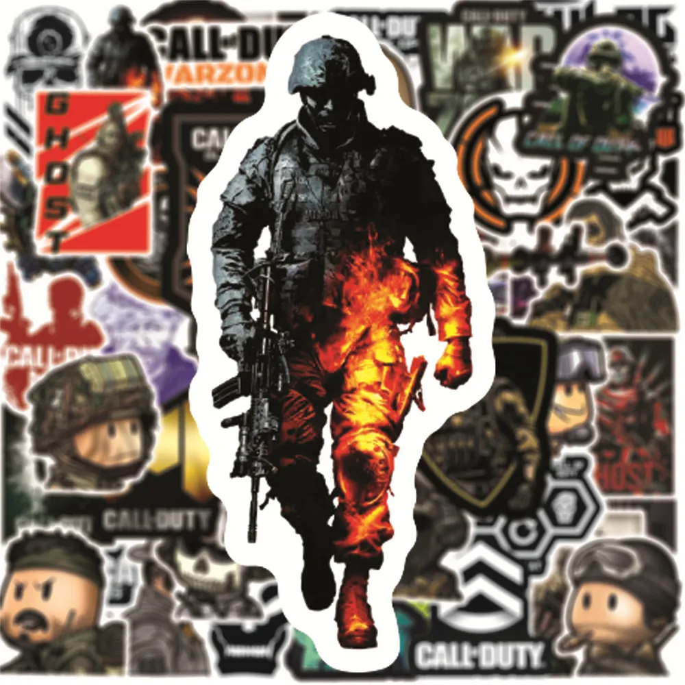 50pcs for call of duty game stickers waterproof for notebook luggage skateboard bicycle phone suitcase laptop sticker free global shipping