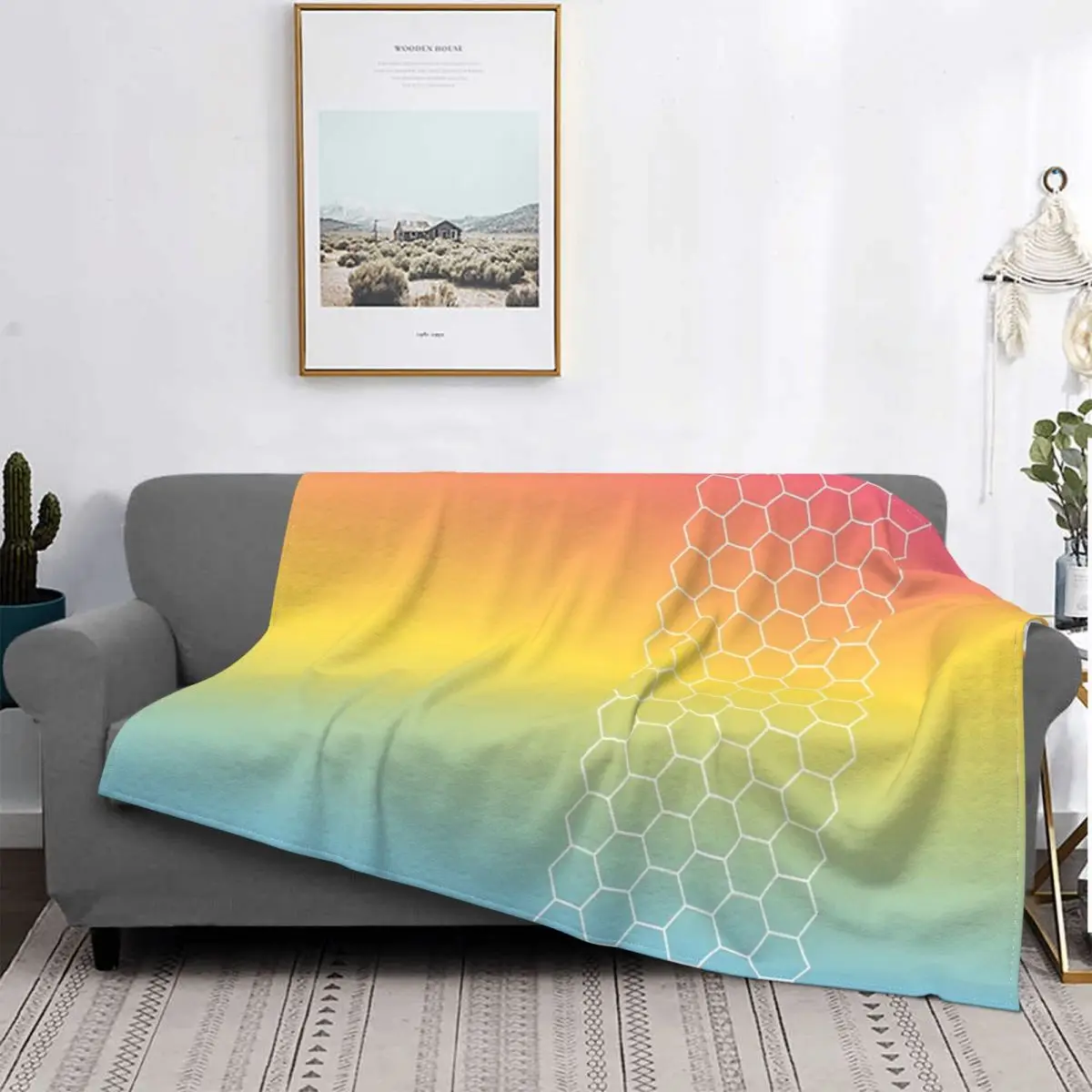 

Шестигранное градиентное одеяло pansex Pride, покрывало на кровать, покрывало в клетку, покрывало на кровать 150, покрывало на двуспальную кровать