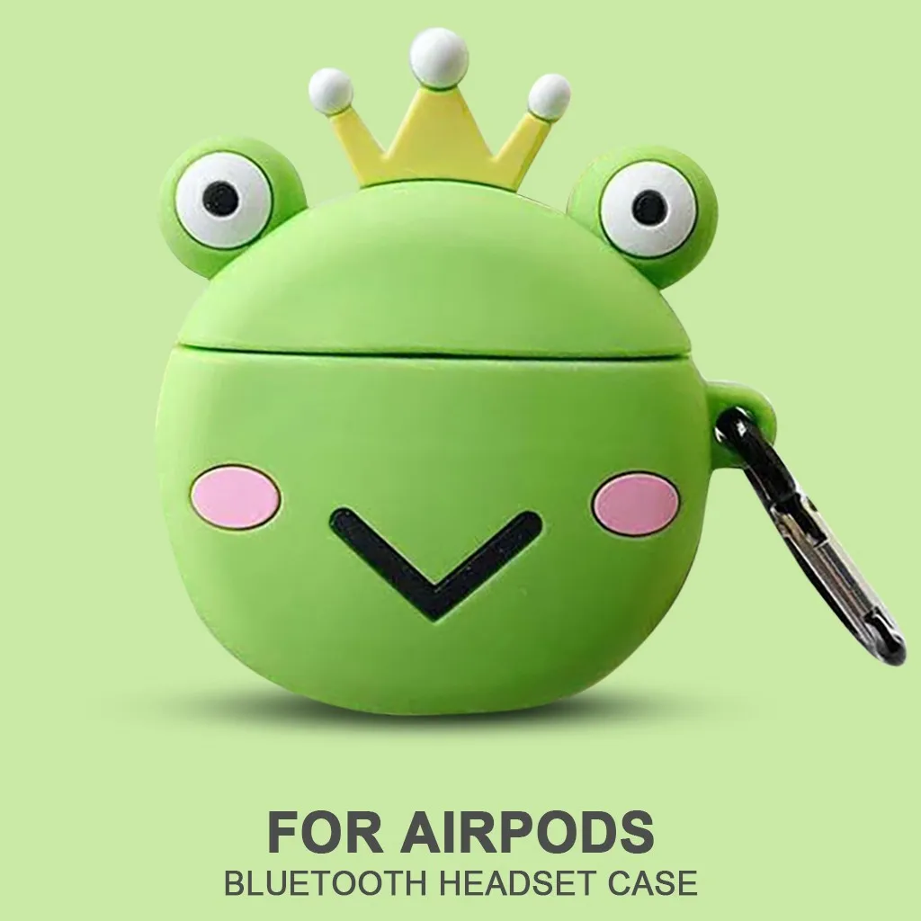 Милый Мультфильм Лягушка принц Мягкая кукла из силикона чехол для Apple Airpods 1 2