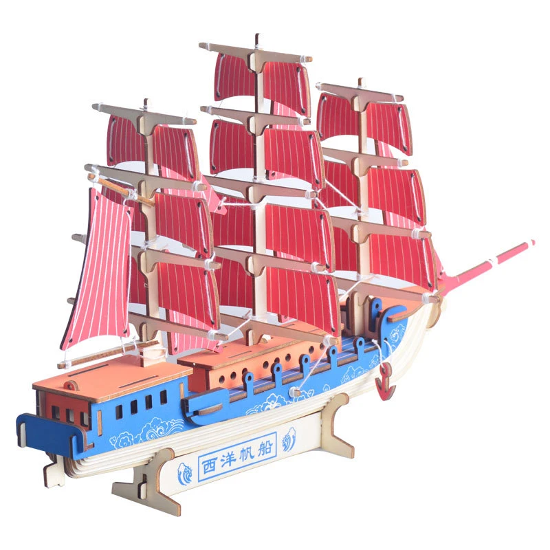 Западный Европейский парусный корабль лазерная резка детские игрушки 3D