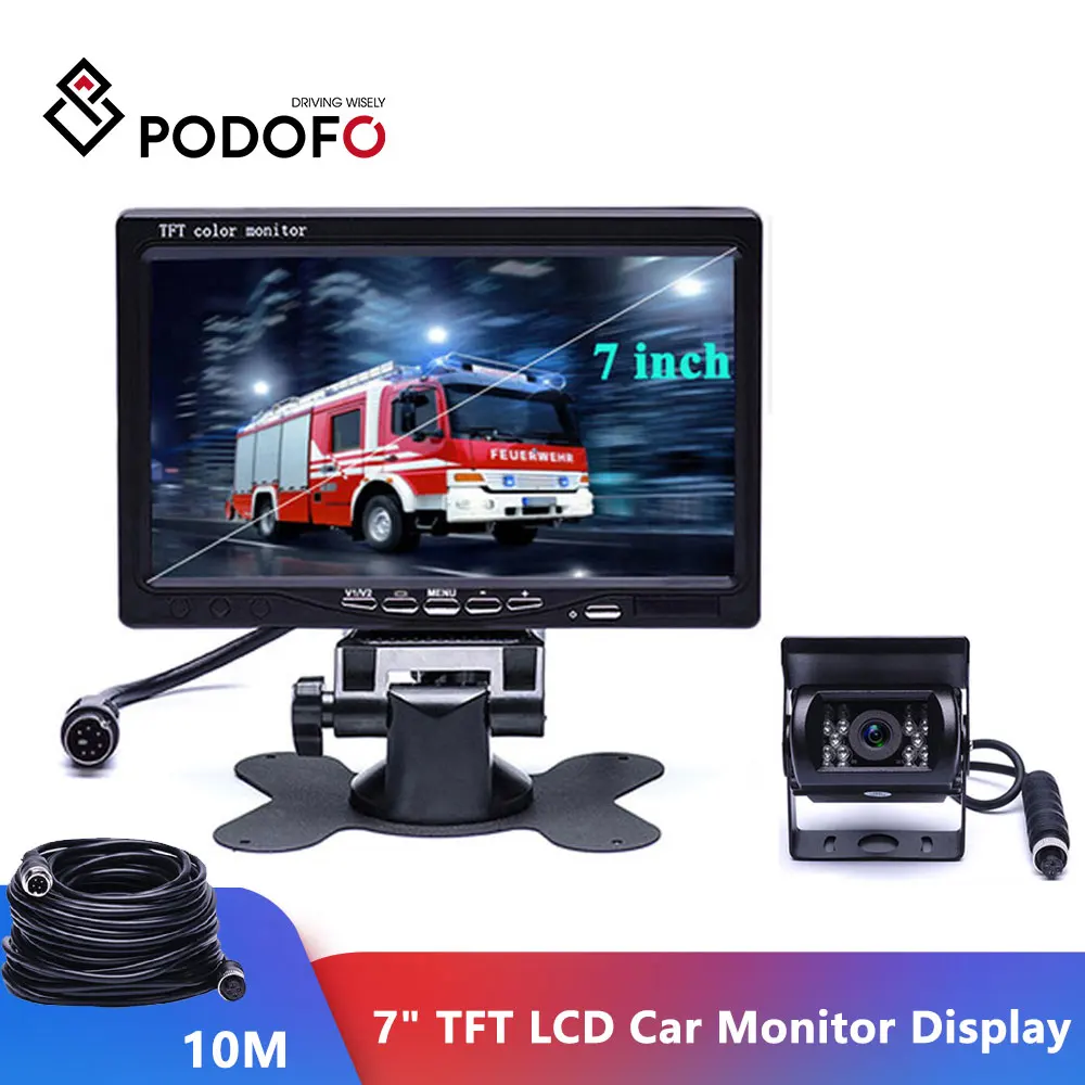Podofo " TFT ЖК-дисплей автомобильный монитор Дисплей+ 4pin ИК Ночное Видение заднего вида Камера для грузовика для автофургонов, кемперы 12 V-24 V