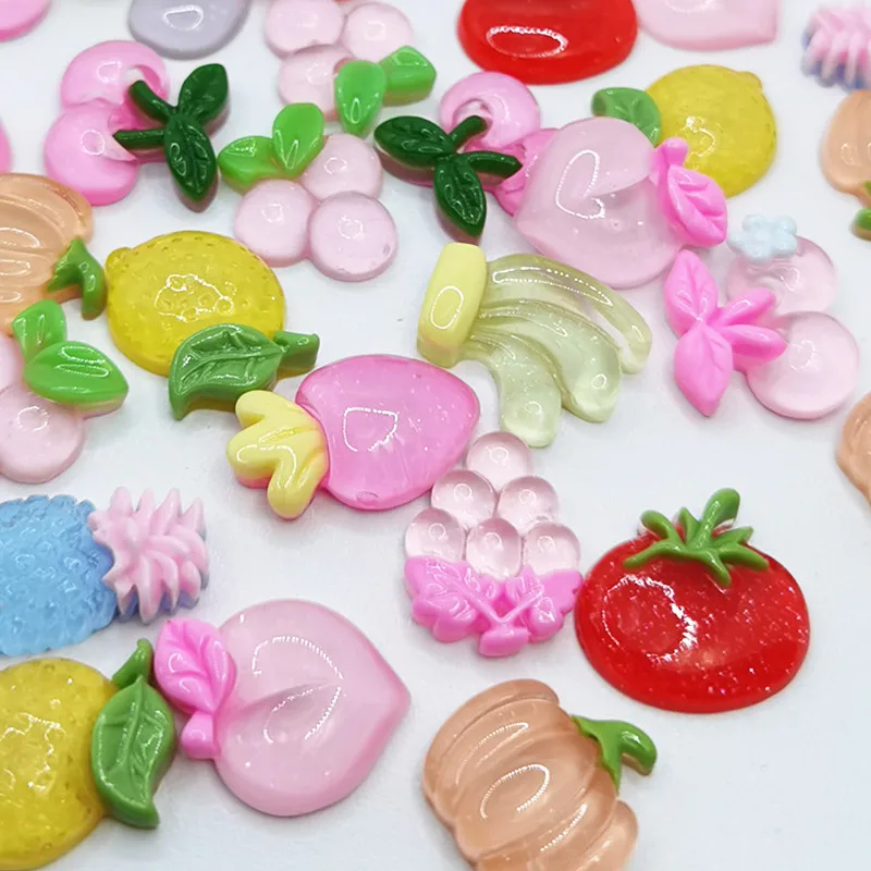

50pcs/pack random Fruit vegetables Series Resin Flatback Girl Jewelry Hairpin Accessories DIY Acrylic Hair Accessories