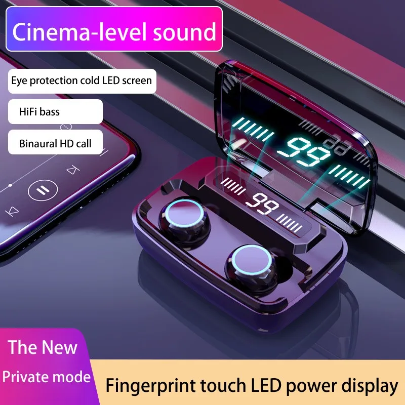 Беспроводные наушники M11 TWS с Bluetooth 5.0, с LED-дисплеем, сенсорным управлением, HiFi звуком, защитой от воды IPX7 и предназначенные для спорта.