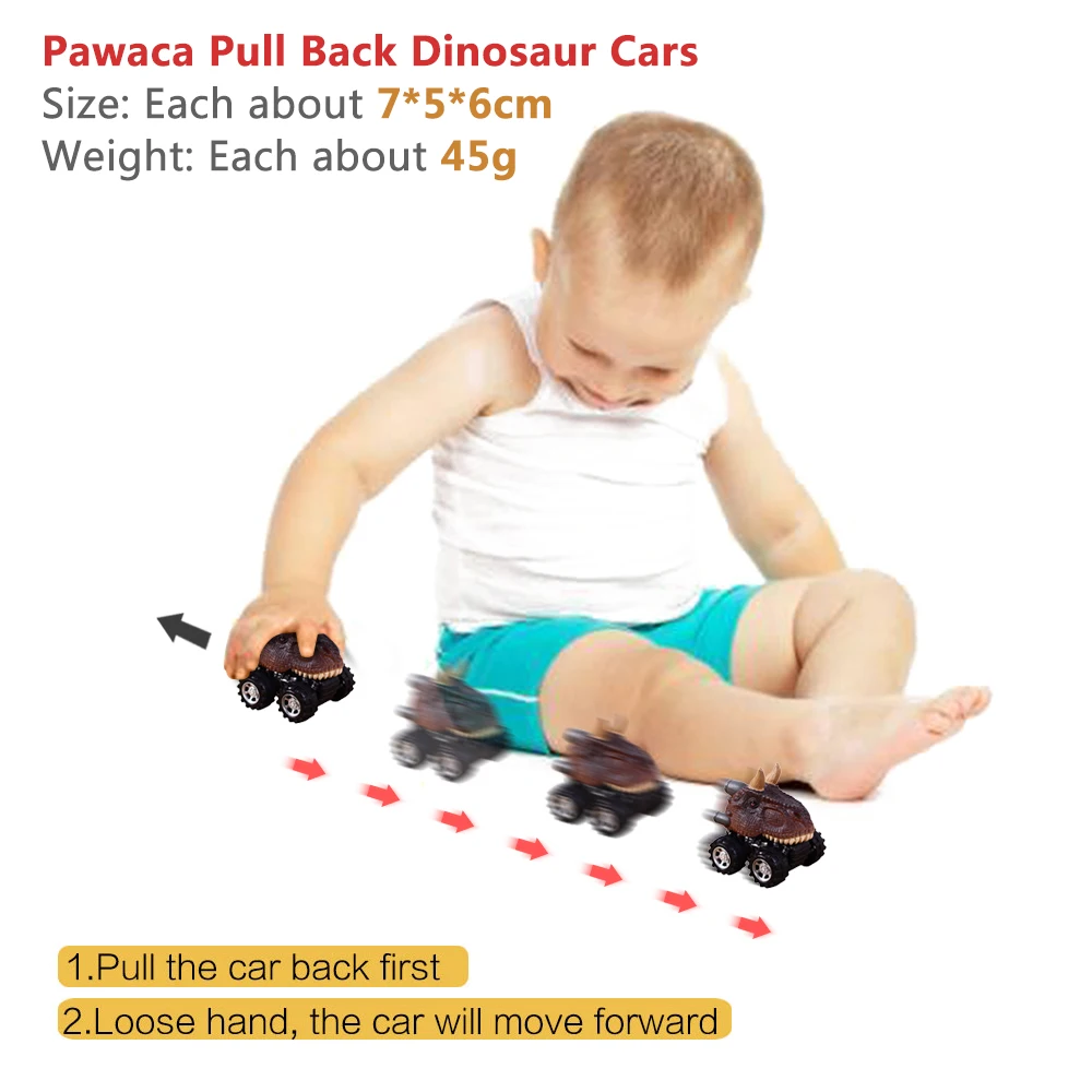 

6PCS/4PCS Dinosaur Pull Back Car Truck Toys Big Tire Wheel Vehicles Playset Construction Vehicle Toys for Kids Toddlers Gifts