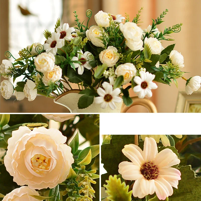 

EUROPEAN CERAMIC SINGLE EAR VASE HOME LIVING ROOM VASE DECORATION TV CABINET PORCH DECOR ORNAMENTS ARTIFICIAL FLOWER CONTAINER