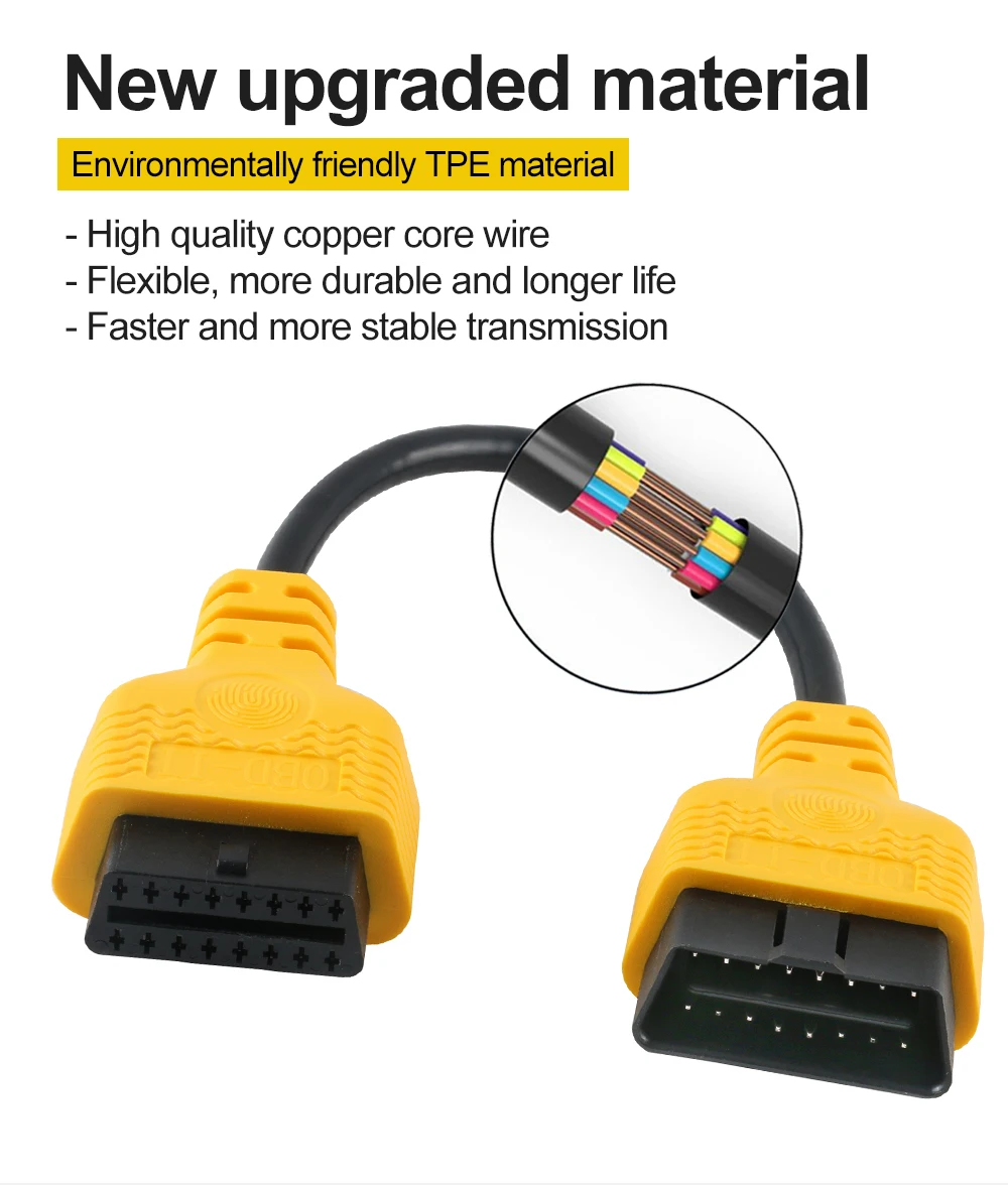 30 см Удлинительный кабель Разъем 16Pin ELM327 OBD II OBD2 Авто адаптер автомобильного диагностического инструмента
