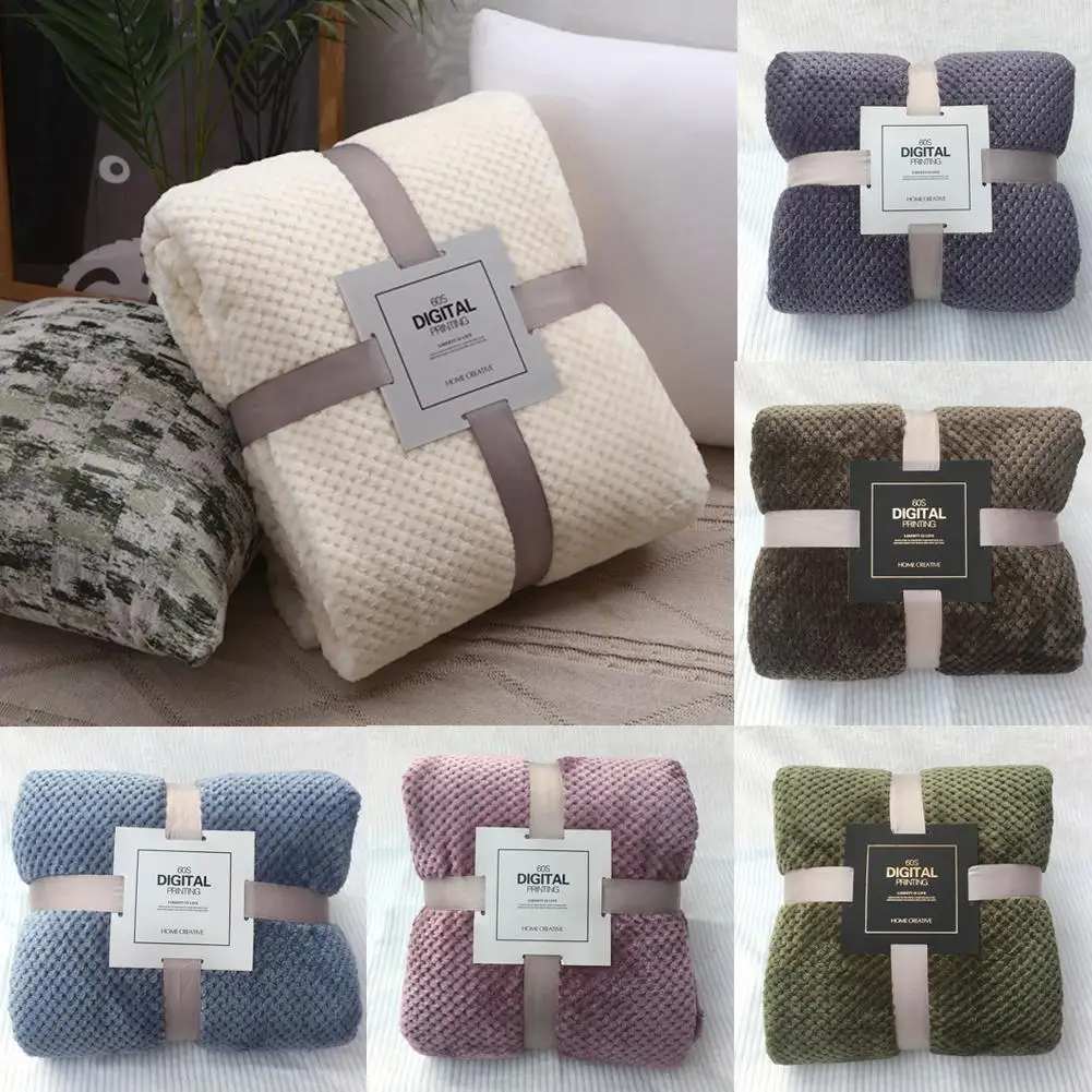 

Winter Warm Mesh Pineapple Grid Soft Flannel Bed Sofa Carpet Conditioner Blanket Throw Christmas decorations for home