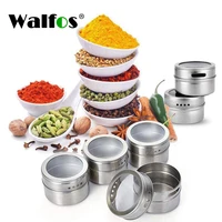 walfos 6 pieces magnetic stainless steel cruet condiment jars set salt and pepper shakers seasoning sprays cooking barbeque tool