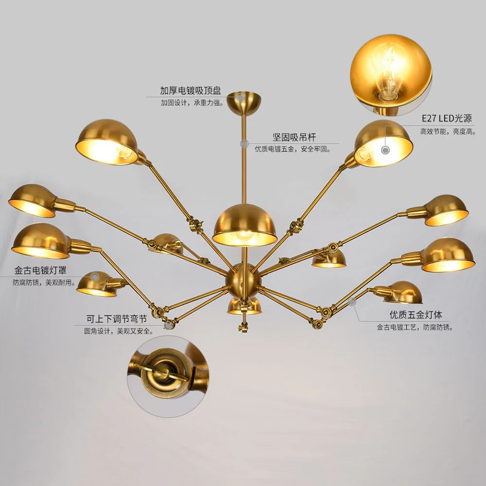 Подвесной светильник в стиле ретро лофт паук светодиодсветодиодный лампа E27