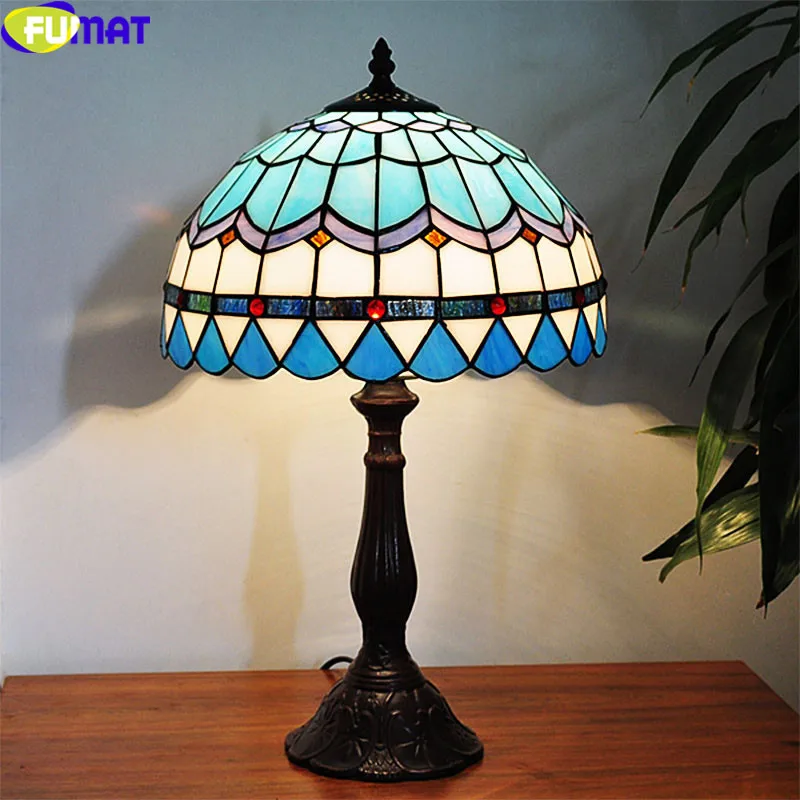 Настольная лампа FUMAT для спальни настольная с витражным стеклом Тиффани