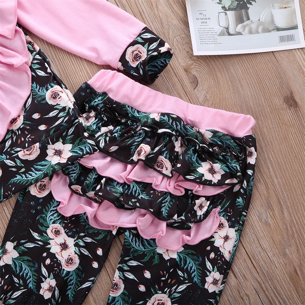 

Toddler Girl Clothes Autumn Toddler Kid Baby Girl Winter Clothes Ruffle Long Sleeve Tops Long Pants Outfits Set Size 1-6Y