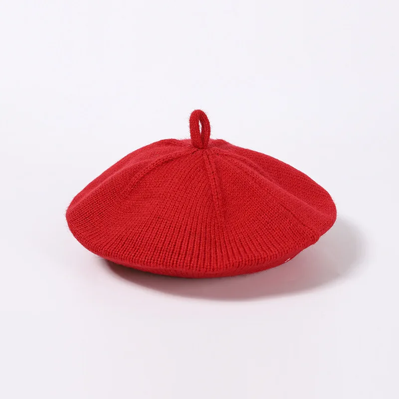 

Fashion Baby Knitted Beret Hat Solid Color Children Warm Hats Autumn Winter Painter Cap For Boys Girls Kids Bonnet Accessories