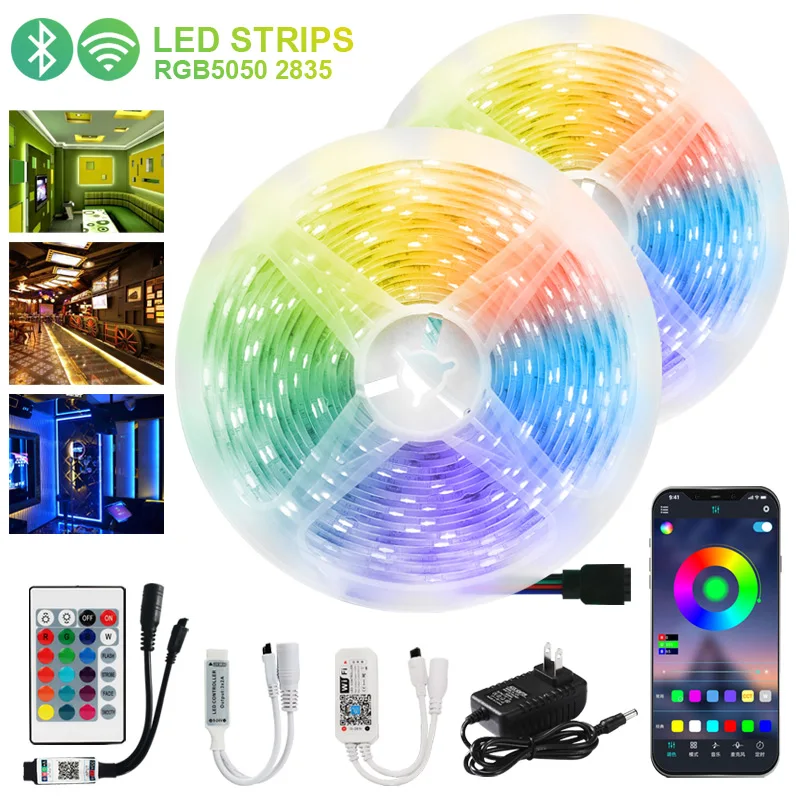 

DC 5050 SMD2835 Flexible Waterproof Tape Diode Remote Control Light For Room Led RGB LED Strip Lights 12V Bluetooth WiFi Luces