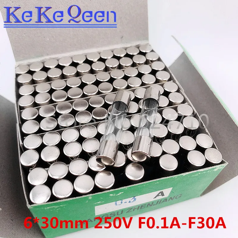100 шт./кор. Новый 250 в 6*30 0.1A 0.2A 0.3A 1.5A 2.5A 3.15A 6A 6.3A 25A 30A 6 мм * 30 быстрое Стекло