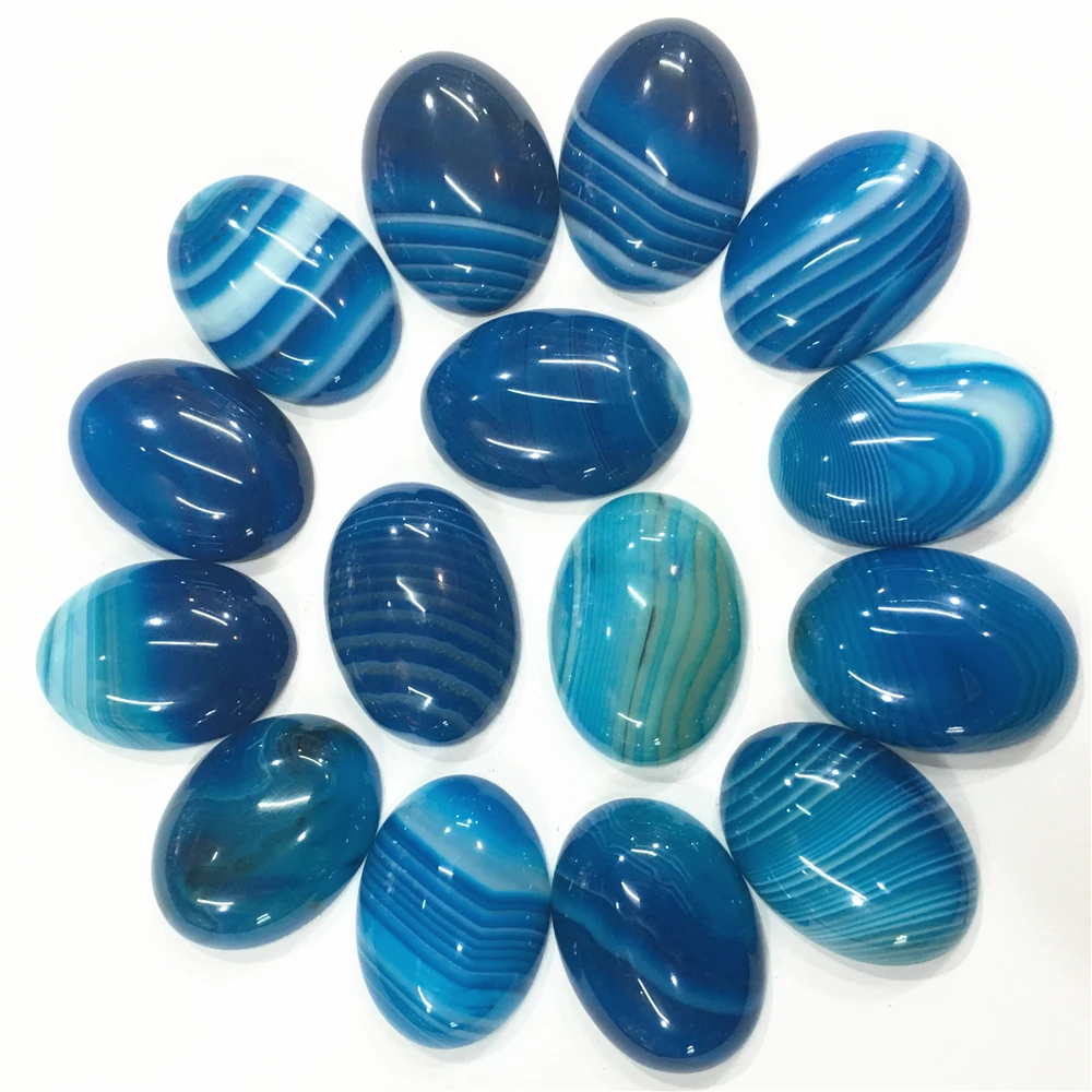 

Кабошон овальный, натуральные камни, бусы, синий, полосатые Агаты, 25x18 мм, для изготовления ювелирных изделий, браслетов, сережек, 30 шт.