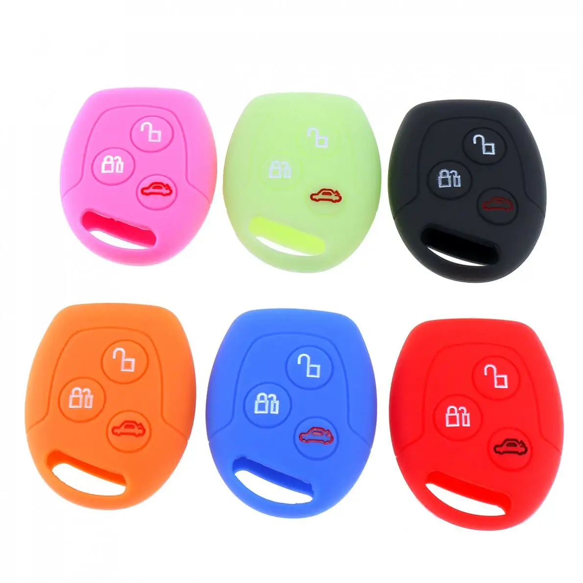 

6 Colors 3 Buttons Round Silicone Car Key Case for Ford Series Focus Mondeo Festiva Fusion Suit Fiesta KA New Arrival