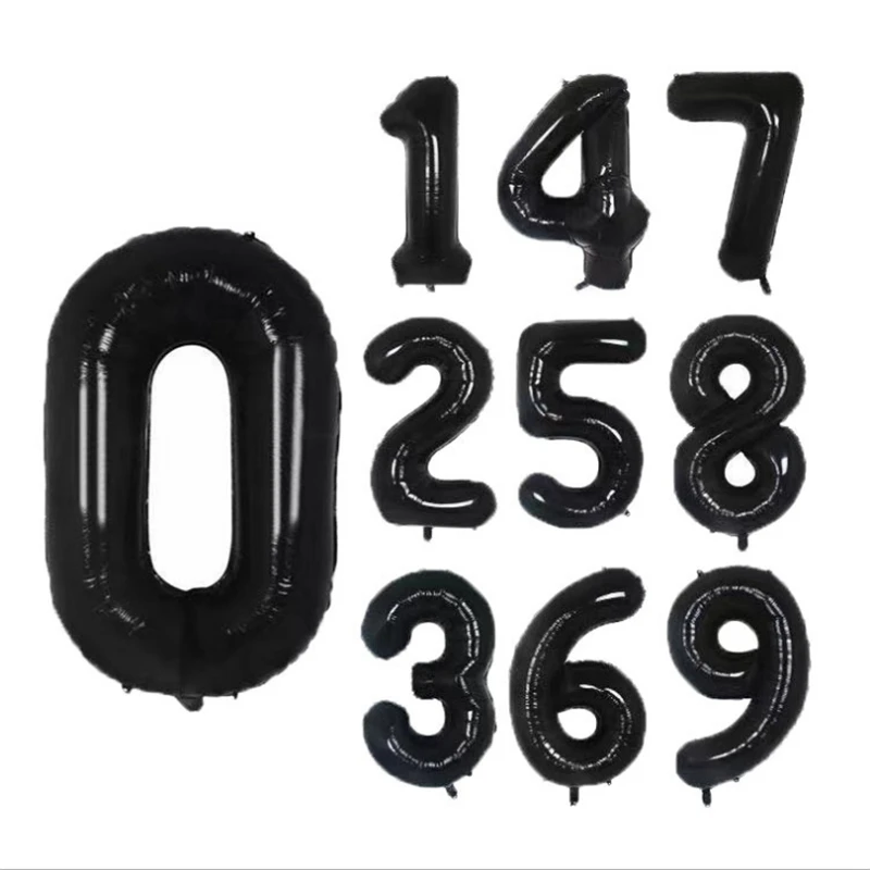 

New 40-inch Imitation American Large Black 0-9 Digital Aluminum Foil Balloon Helium Wedding Birthday Party Decoration