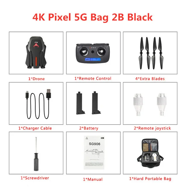 SG906 портативный Радиоуправляемый Дрон 4K gps 5G wifi FPV HD Двойная камера Дрон широкоугольный бесщеточный селфи складной Дрон 4K Квадрокоптер дроны - Цвет: 4K Pixel 5G Bag 2B B