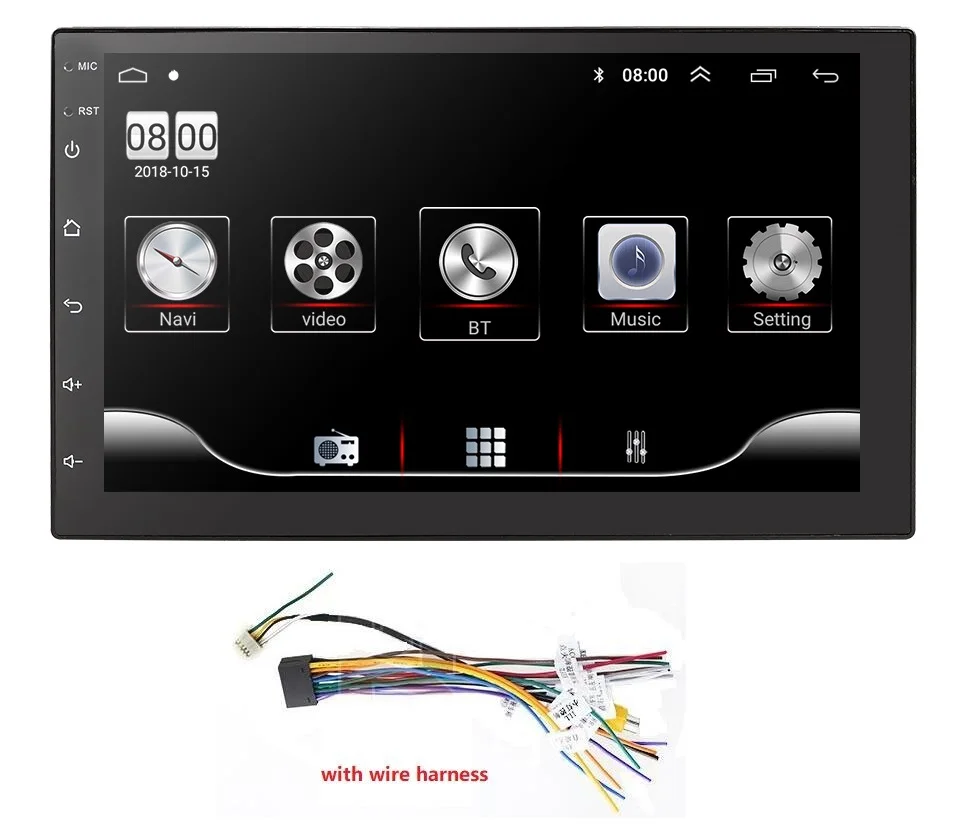 with wire harness Android 9,0 2 Din Автомобильный gps универсальный gps навигатор Автомобильный мультимедийный плеер для Volkswagen Nissan hyundai Kia Toyata CR-V Mazda Mic - Цвет: with wire harness