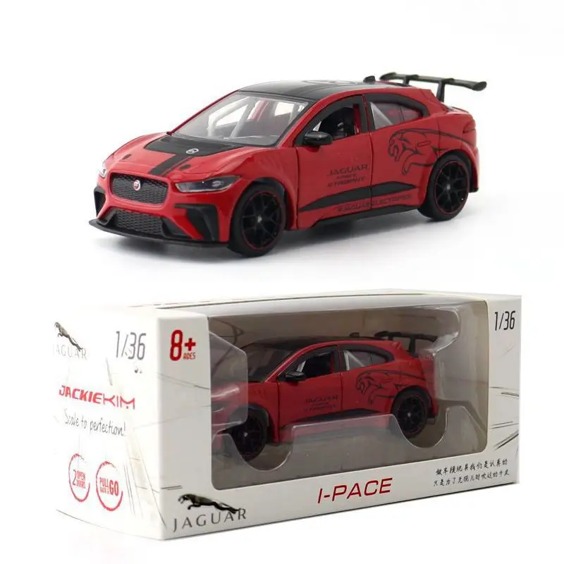 

Отлитый под давлением металлическая модель jackiние в масштабе 1:36, Jaguar I-Pace Super Racing, игрушечный автомобиль с тяговым эффектом, образовательная ...