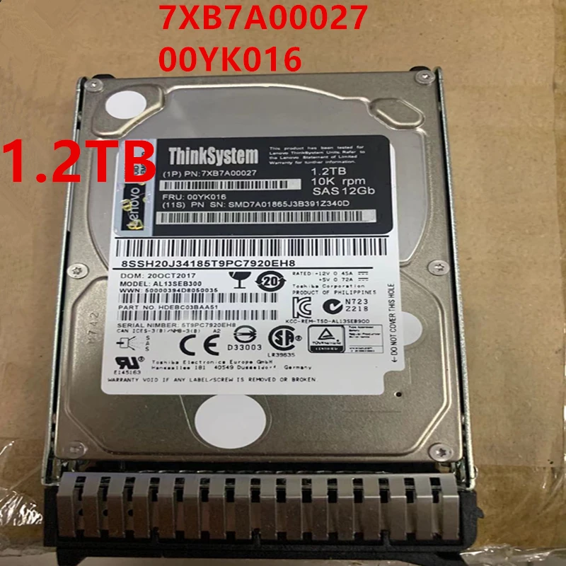 

New HDD For Lenovo SR650 SR850 860 SR950 1.2TB 2.5" SAS 12 Gb/s 64MB 10K For Internal HDD For Server HDD For 7XB7A00027 00YK016