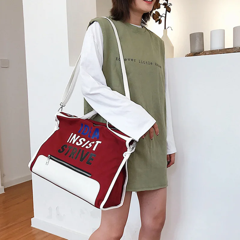 

Women's Canvas Travel Bags Female Letter Handbags Large Capacity Duffle Bag luggage Shoulder Bags Fashion Casual Tote XA307M