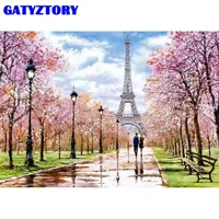 gatyztory pictures by number tower landscape kits home decor diy paint by number for adults drawing on canvas handpainted art gi