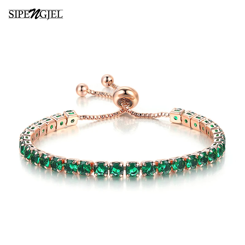 Новая мода кубический цирконий Теннисный браслет регулируемый для женщин