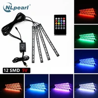 nlpearl decorative lamp led car foot light ambient lamp with usb wireless remote music control rgb interior atmosphere lamp