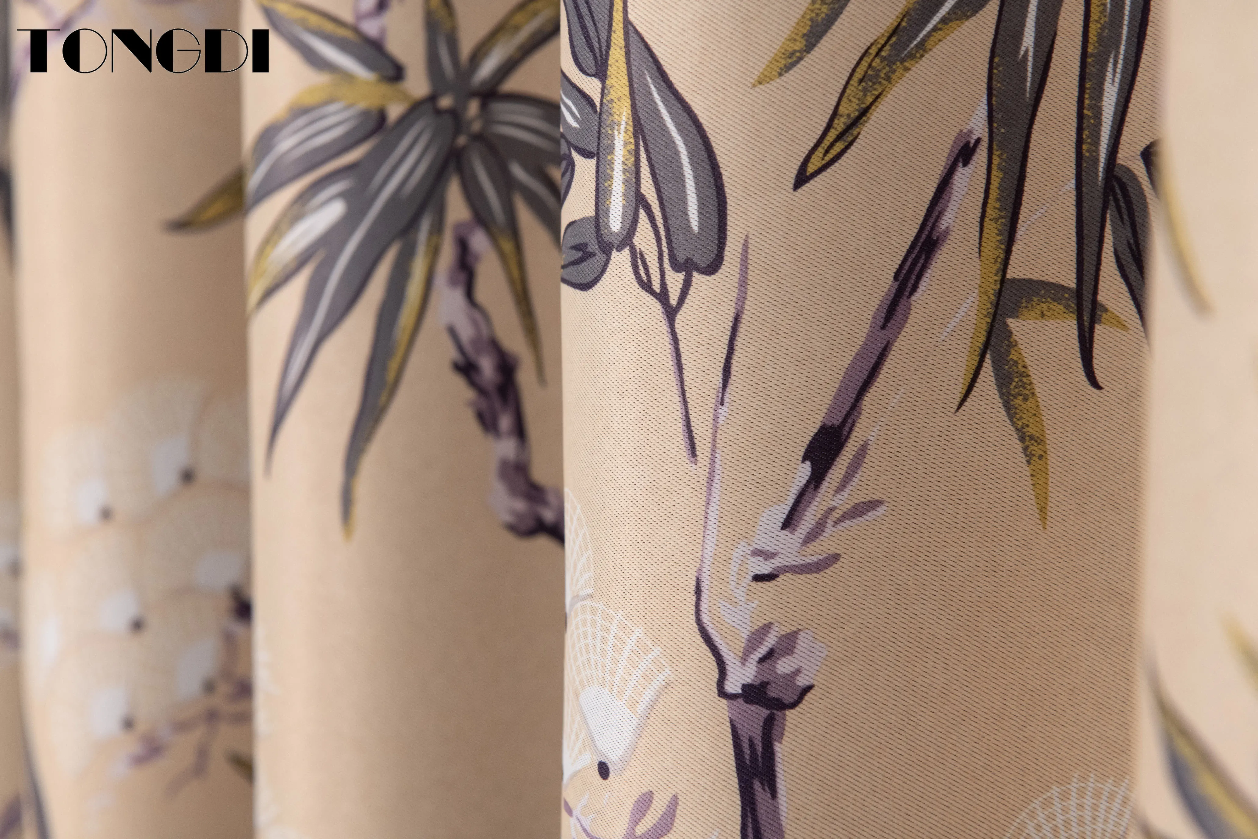 Элегантные затемненные шторы TONGDI с принтом в виде бамбуковых листьев