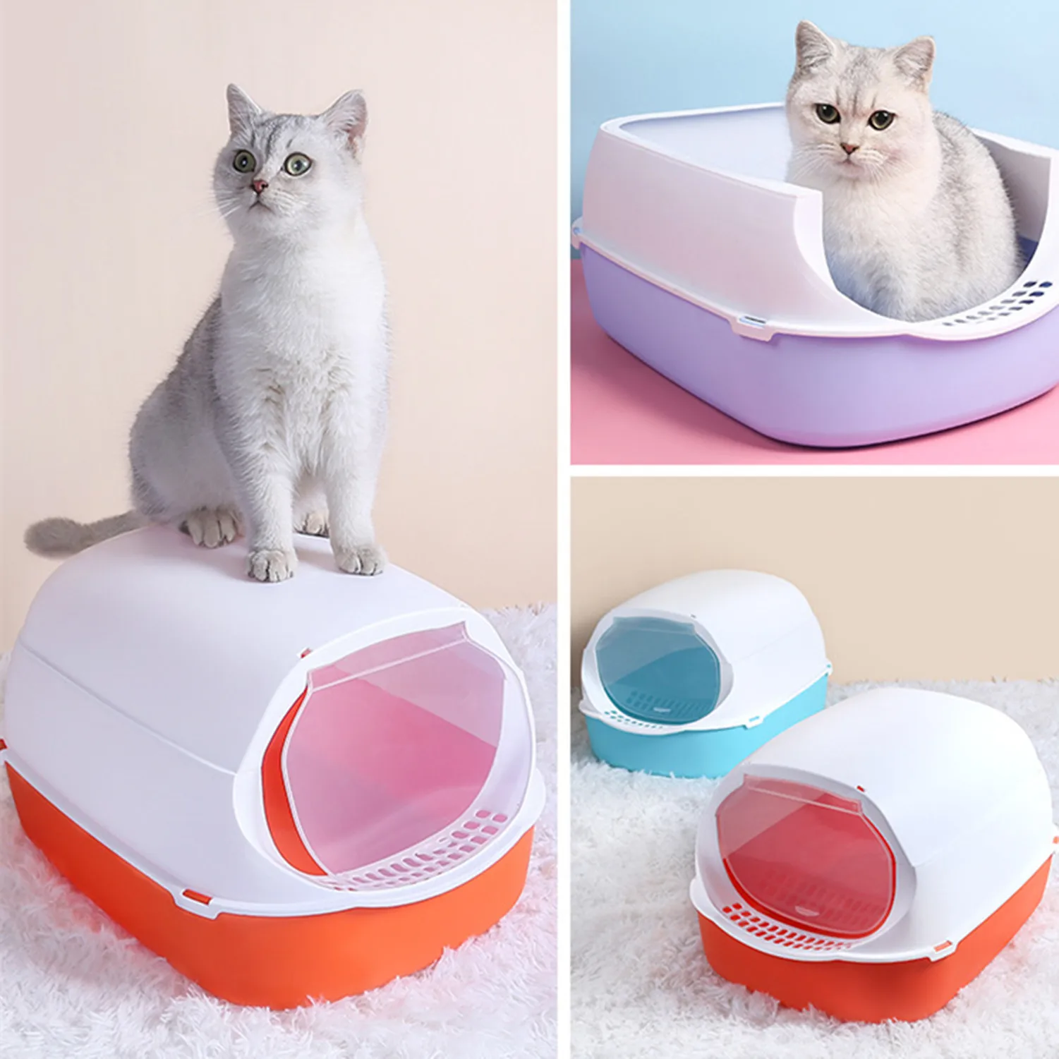 Pet Bedpan Toilet Anti-splash Cat Litter Box Cat Cats Tray With Spoon Clean Kitty House Plastic BOX Cats Supplies