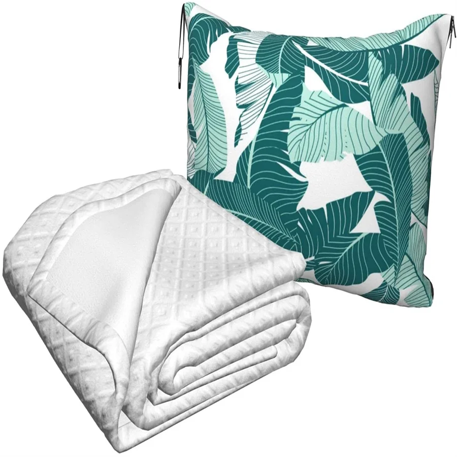 Preço Folha De Palmeira Flor Viagem Travesseiro Cobertor Dois-em-um Mochila Cinta E Compacto Avião Saco Cintura Suporte 60x43 Polegadas