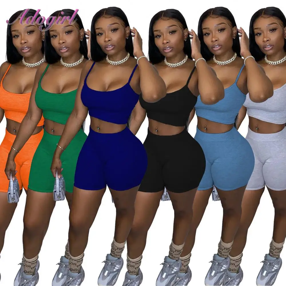 Женский костюм двойка Bikers повседневный однотонный топ без бретелек шорты штаны