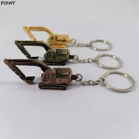 creative alloy 3d three dimensional excavator keychain pendant accessory gift car accessories trendy charm for girls