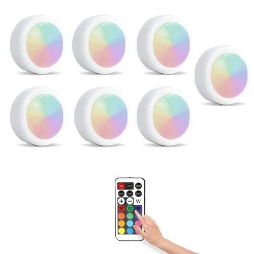 Светодиодный светильник RGB 12 цветов с сенсорным датчиком и батарейным питанием, беспроводной кухонный шкаф для лестницы, Ночной Настенный светильник - Испускаемый цвет: 7 pcs Lamp 1Remote
