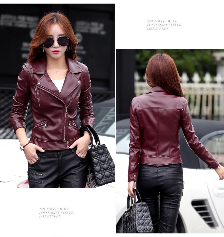 High quality Women leather coat large size short jacket PU leather jackets Elegant women blazer Youth clothing women Outwear 89