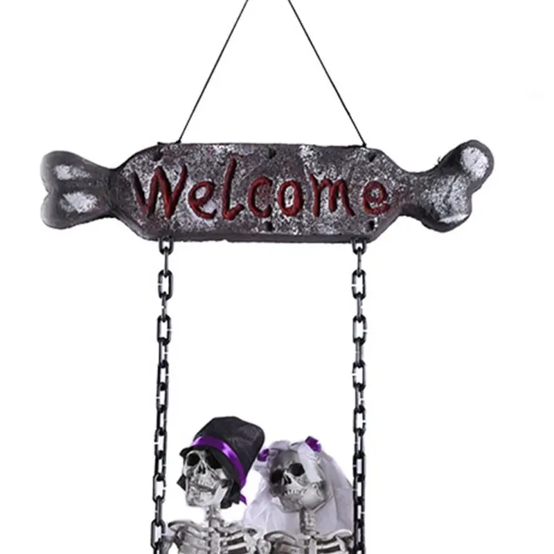 Хэллоуин ужас висит призрак Невеста и жених череп дом Дверной Кулон вечерние Welc