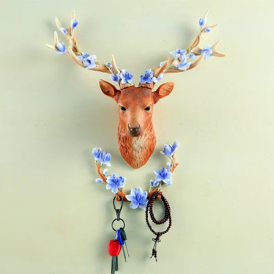 

Nordic Rural Flowers Deer Head Canvas Painting Art Poster Print Animal craft statues Vintage Background wall sculpture Home dies