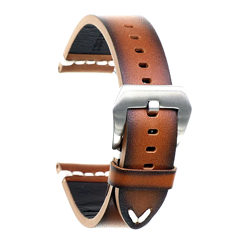 

18mm20mm22mm24mm Wax oil retro plain thick leather bronze watch Seiko SKX007 009 Panerai 441 strap bracelet band belt Distressed